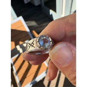 Ring, Mens Blue Topaz Ring, Sterling Silver, size 8.5, Handmade, Celtic Design